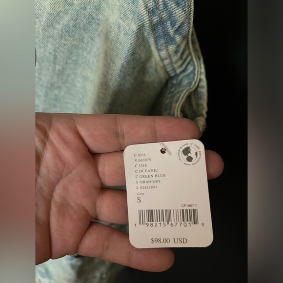 NWT FREE PEOPLE WE THE FREE Overall Smock Mini Top In Oceanic MSRP $98 - Picture 9 of 10